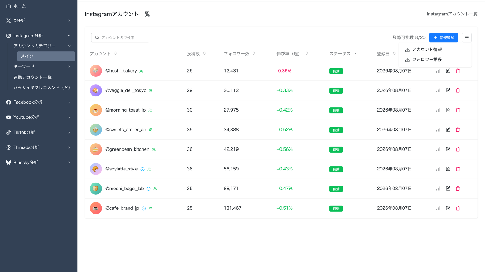 蓄積データのCSVエクスポートとBIツール連携の設定項目を表示したBI・外部連携画面のイメージ